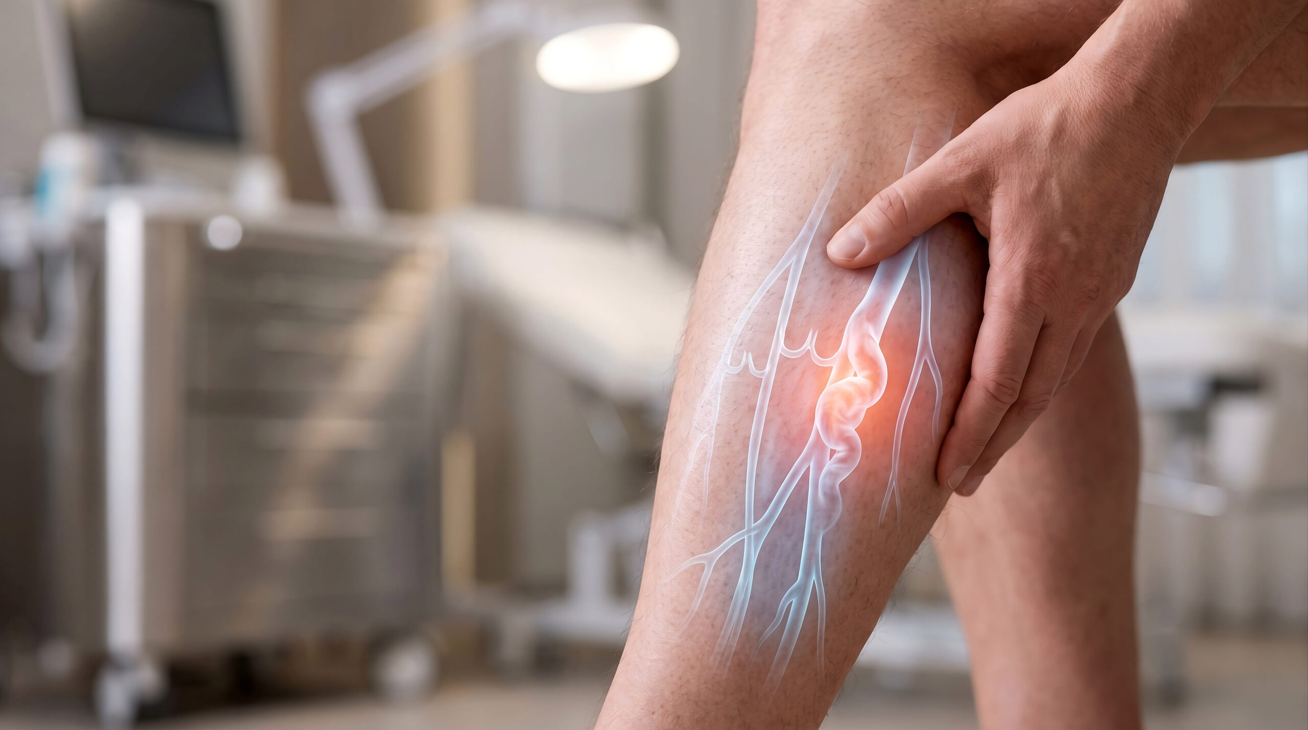 Doctor evaluating patient for peripheral arterial disease Doctor evaluating patient for peripheral arterial disease