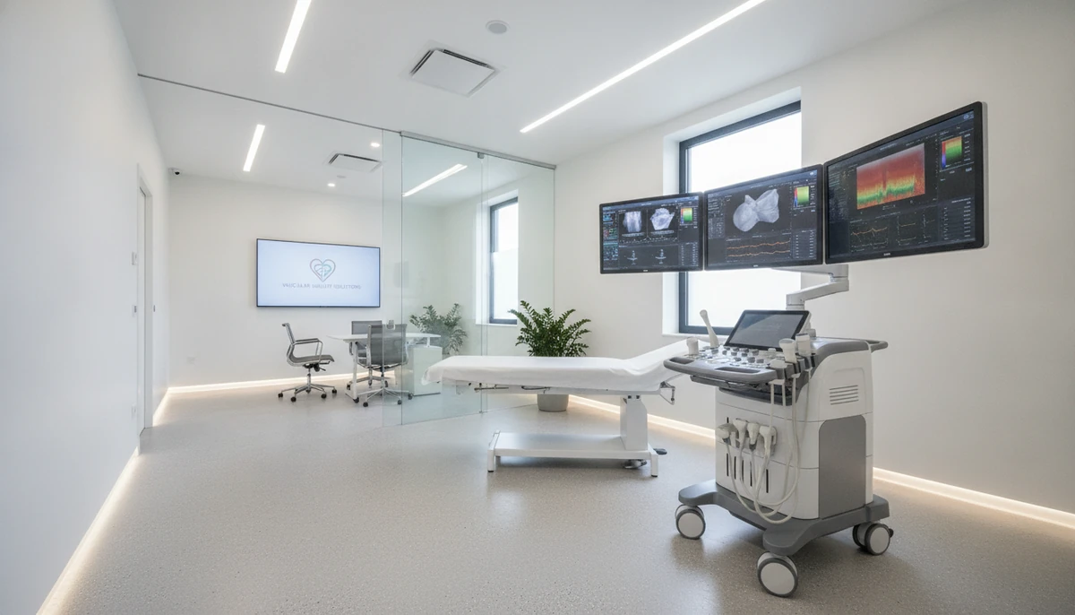 Medical ultrasound imaging equipment in modern vascular clinic setting